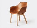 Chaise de salle à manger - simili cuir-bois - 64x61x79 cm - marron-beige - style moderne enveloppant
