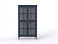 Vitrine - bois-verre - 90x41x199 cm - bleu foncé-marron - style classique