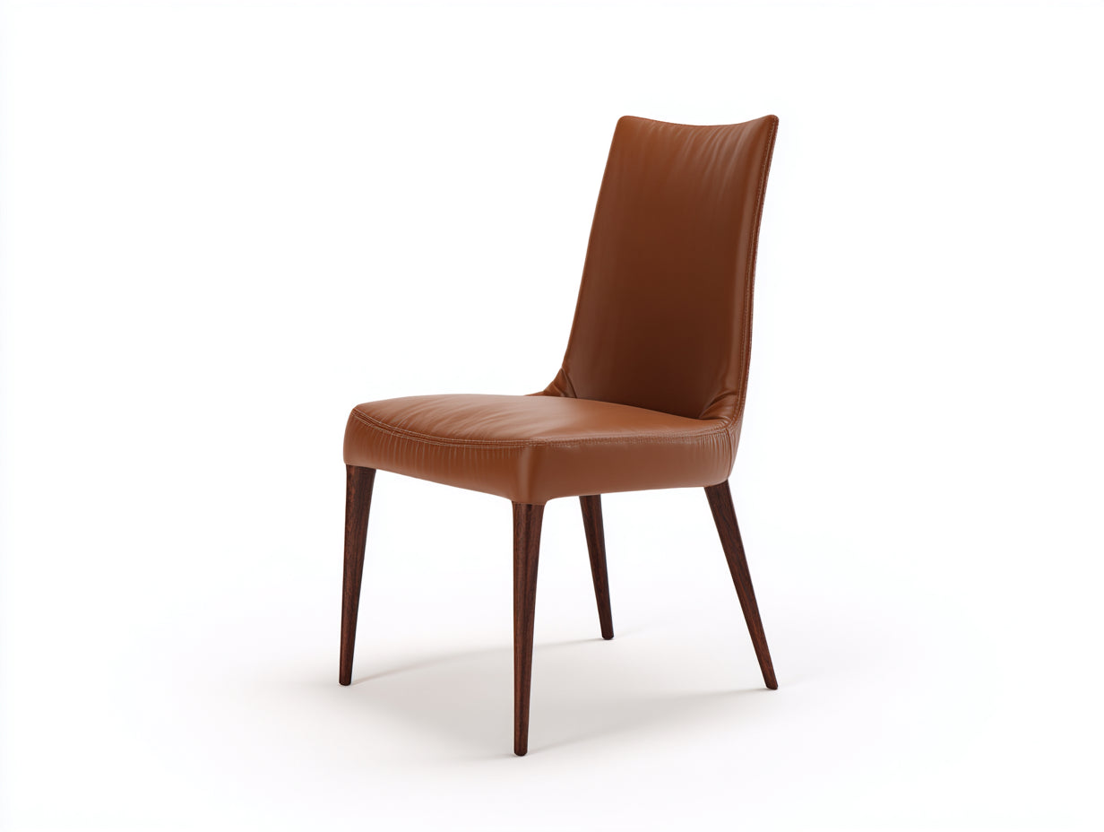 Chaise de salle à manger - simili cuir-bois - 52x60x91 cm - marron - style moderne élégant