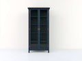 Vitrine - bois-verre - 88x42x198 cm - bleu foncé - style contemporain