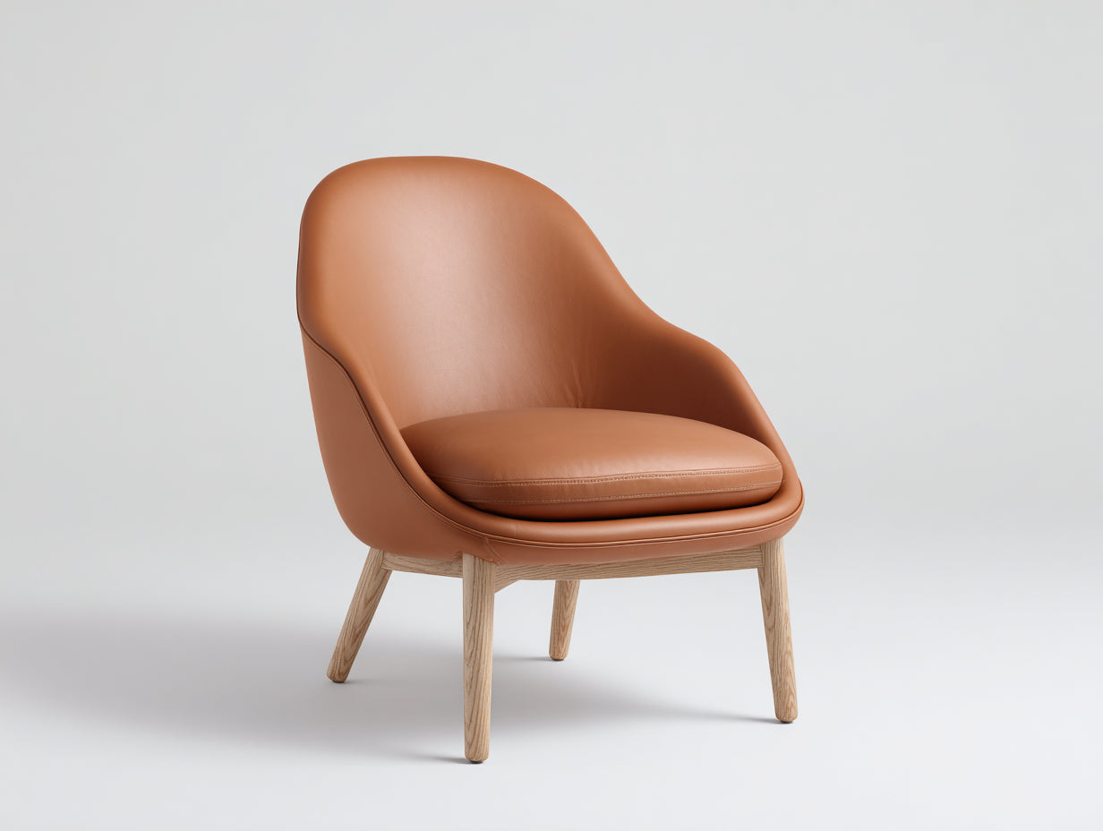 Chaise de salle à manger - simili cuir-bois - 66x63x78 cm - marron-beige - style lounge moderne
