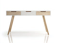 Bureau - bois - 126x49x76 cm - blanc-bois naturel - style scandinave