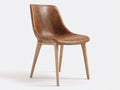 Chaise de salle à manger - simili cuir-bois - 56x57x84 cm - marron-beige - style scandinave vintage