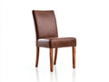 Chaise de salle à manger - simili cuir-bois - 50x55x88 cm - marron - style vintage droit