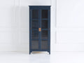 Vitrine - bois-verre - 86x40x196 cm - bleu foncé - style élégant
