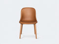 Chaise de salle à manger - simili cuir-bois - 50x55x82 cm - marron-beige - style scandinave épuré
