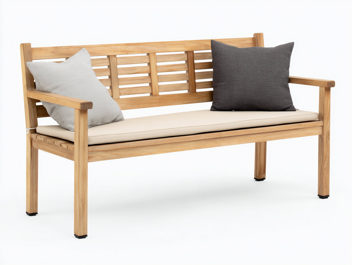 Banc de jardin-Bois massif-128x62x90 cm-Beige-Bois naturel-Style extérieur moderne