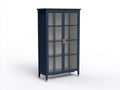 Vitrine - bois-verre - 88x40x196 cm - bleu foncé-marron - style classique