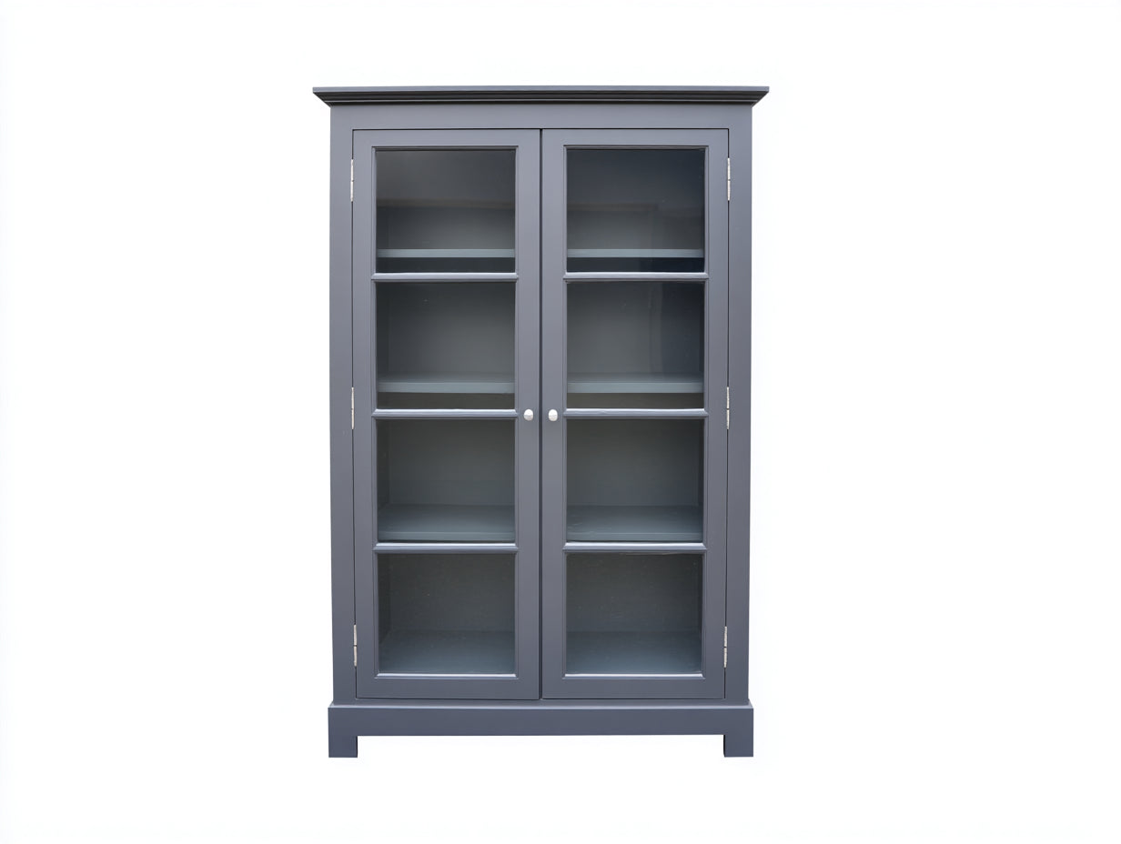 Vitrine - bois-verre - 94x40x186 cm - gris foncé - style contemporain