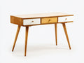 Bureau - bois - 128x52x77 cm - blanc-bois naturel - style vintage