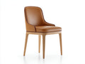 Chaise de salle à manger - simili cuir-bois - 57x58x89 cm - marron-beige - style classique moderne