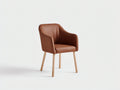 Chaise de salle à manger - simili cuir-bois - 60x58x84 cm - marron-beige - style moderne compact