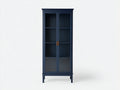 Vitrine - bois-verre - 84x39x194 cm - bleu foncé - style contemporain