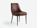Chaise de salle à manger - simili cuir-métal - 62x58x88 cm - marron - style industriel moderne